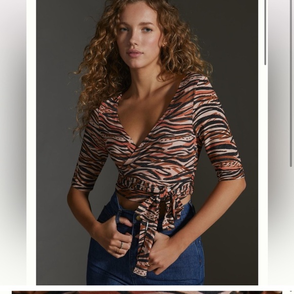 NWT animal print wrap top anthro - Picture 6 of 9
